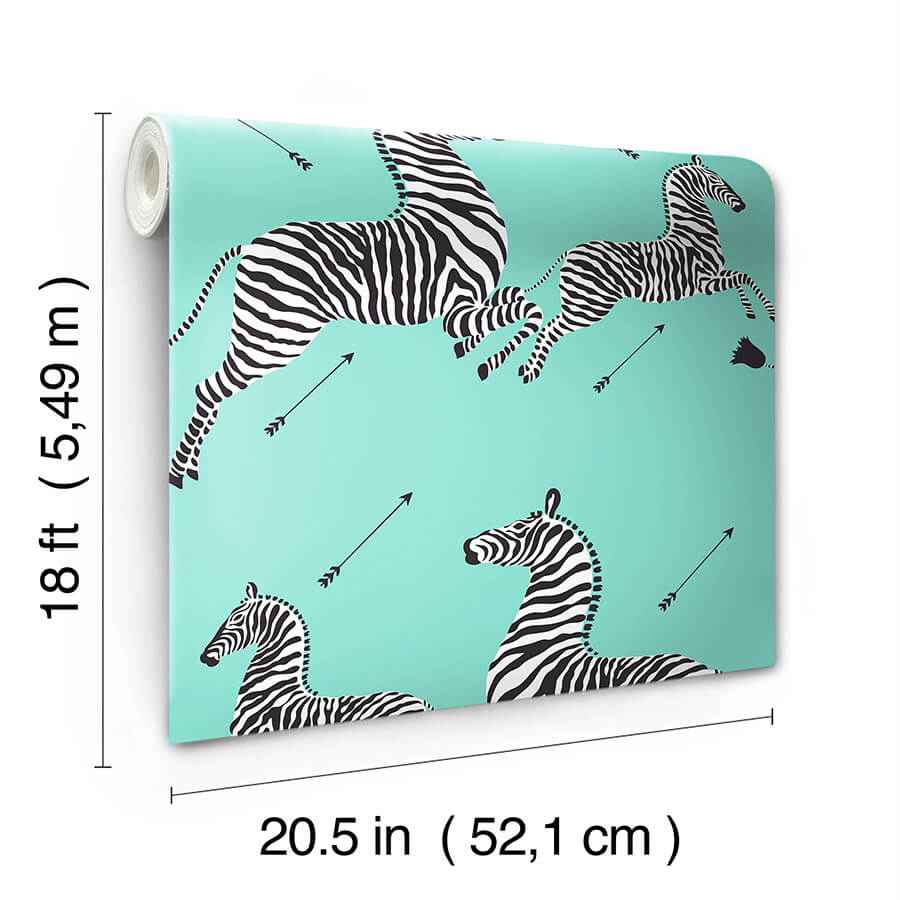 Aqua Zebra Safari Peel and Stick Wallpaper - York Wallcoverings - SCS6055 - York Wallcoverings Wallpaper