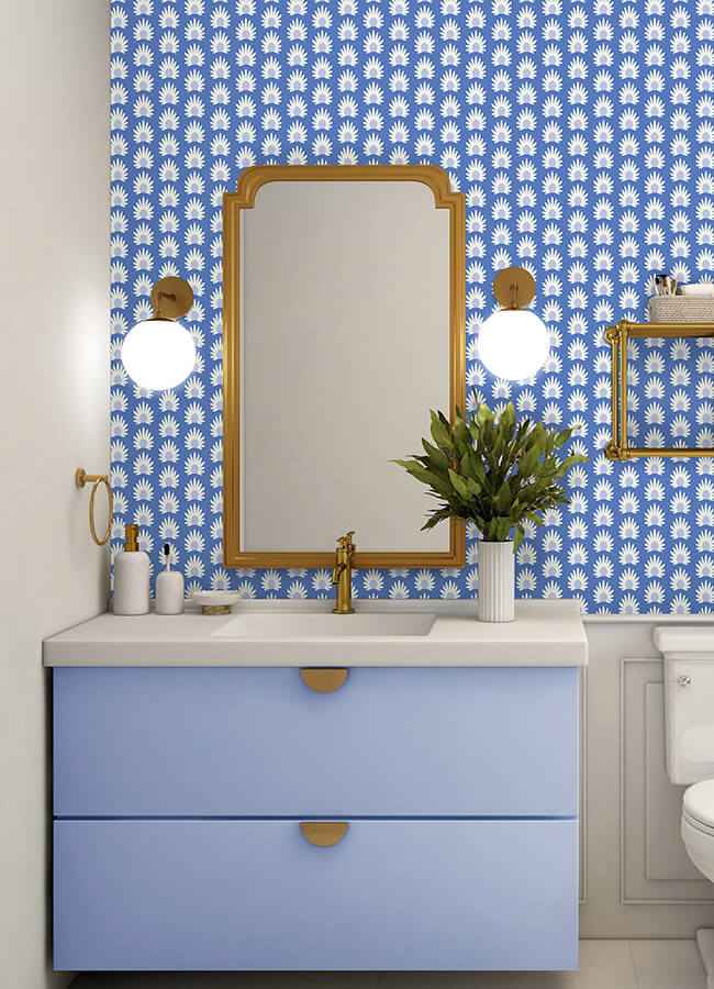 Azure Fleur Peel & Stick Wallpaper - York Wallcoverings - SCS6059 - York Wallcoverings Wallpaper