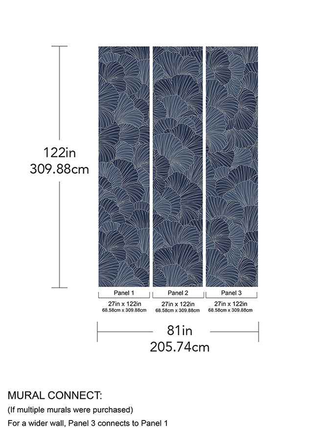 Petals Royal Blue Wall Mural - York Wallcoverings - ASTM5049 - York Wallcoverings Wallpaper