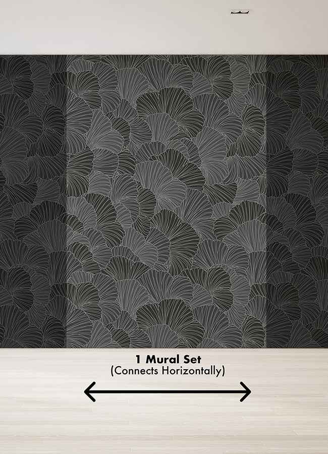 Petals Charcoal Grey Wall Mural - York Wallcoverings - ASTM5050 - York Wallcoverings Wallpaper
