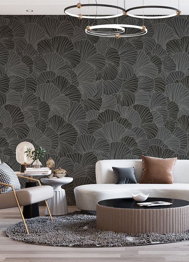 petals-charcoal-grey-wall-mural-york-wallcoverings-astm5050 - York Wallcoverings Wallpaper