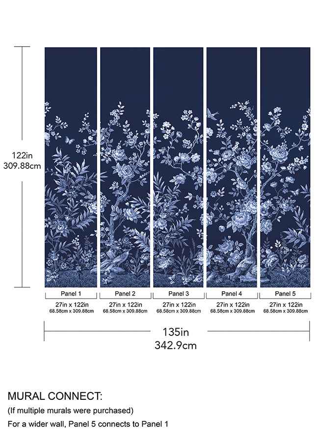 Twilight Chinoiserie Midnight Blue Wall - York Wallcoverings - ASTM5058 - York Wallcoverings Wallpaper