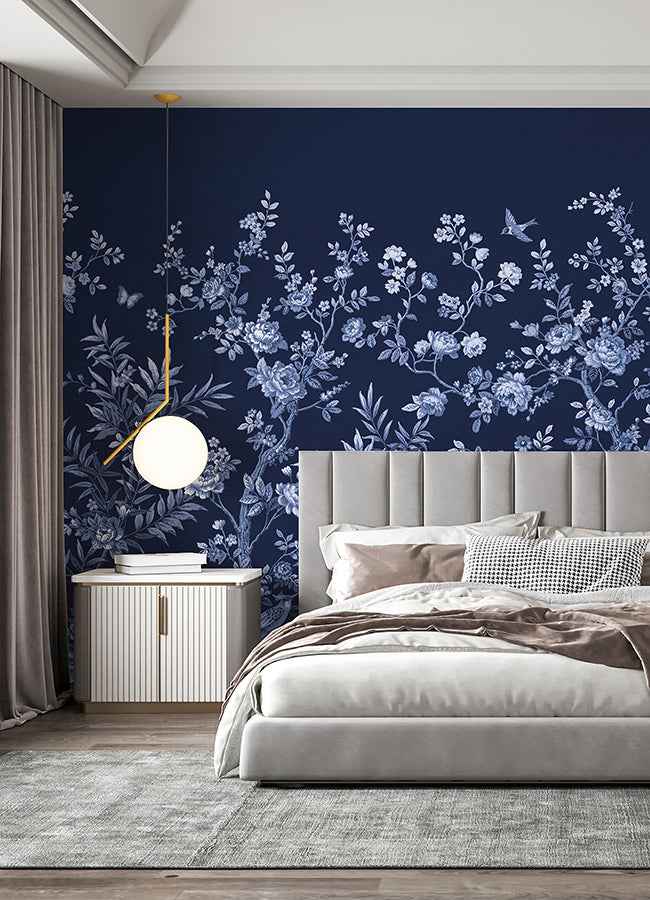 Twilight Chinoiserie Midnight Blue Wall - York Wallcoverings - ASTM5058 - York Wallcoverings Wallpaper