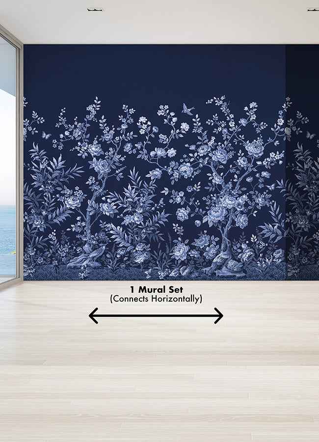 Twilight Chinoiserie Midnight Blue Wall - York Wallcoverings - ASTM5058 - York Wallcoverings Wallpaper