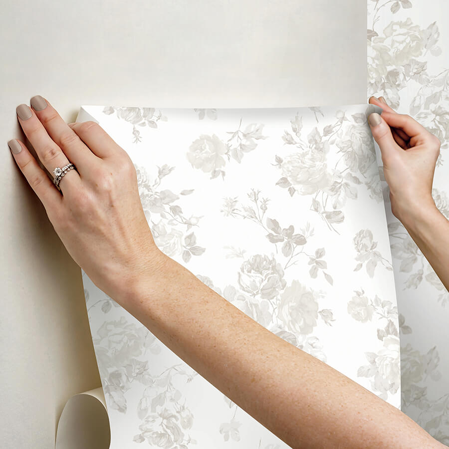 dove-everblooming-rosettes-peel-and-stick-wallpaper-york-wallcoverings-lfs5019 - York Wallcoverings Wallpaper