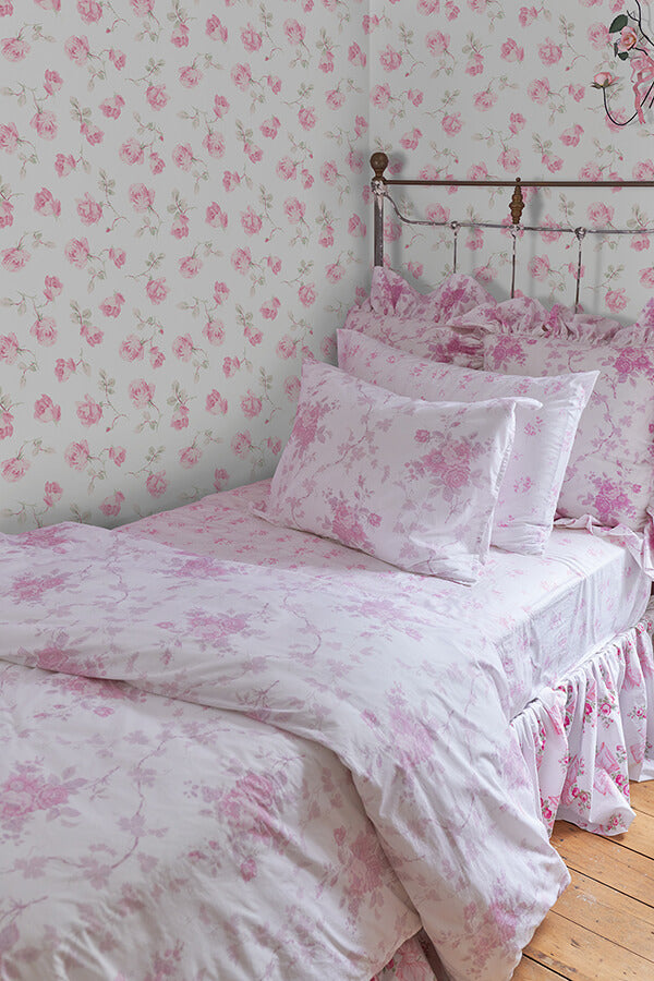 chateau-rose-ribbon-rosa-peel-and-stick-wallpaper-york-wallcoverings-lfs6109 - York Wallcoverings Wallpaper