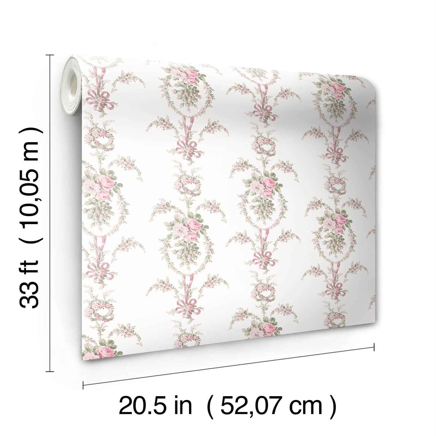 Rose Cheeks Party Pink Floral Cluster Wallpaper - York Wallcoverings - AST6088 - York Wallcoverings Wallpaper