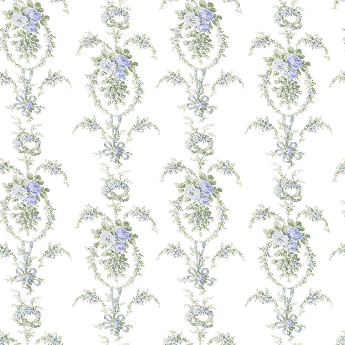 Rose Cheeks Blye Elysees Floral Cluster Wallpaper - York Wallcoverings - AST6089