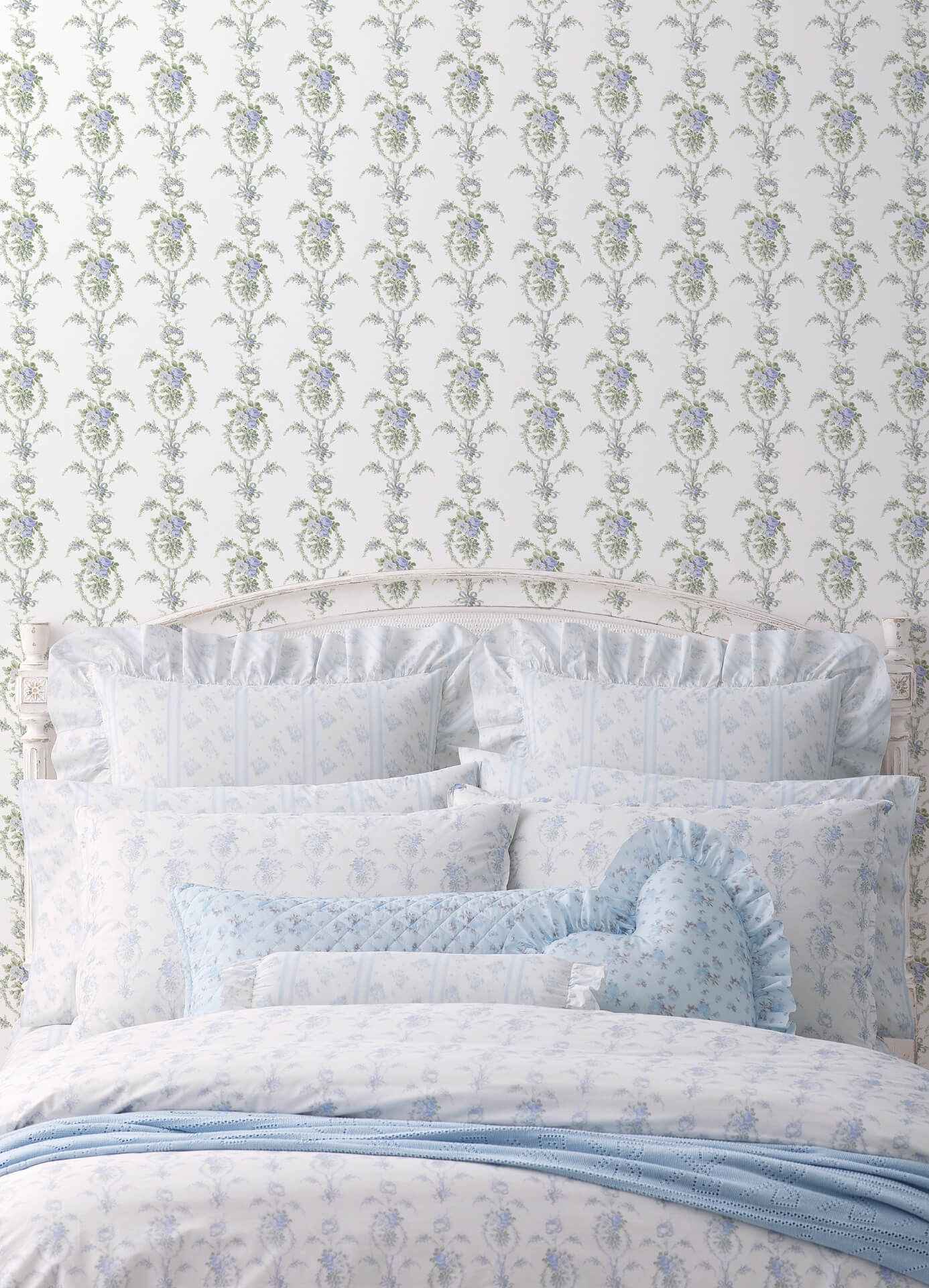 Rose Cheeks Blye Elysees Floral Cluster Wallpaper - York Wallcoverings - AST6089 - York Wallcoverings Wallpaper