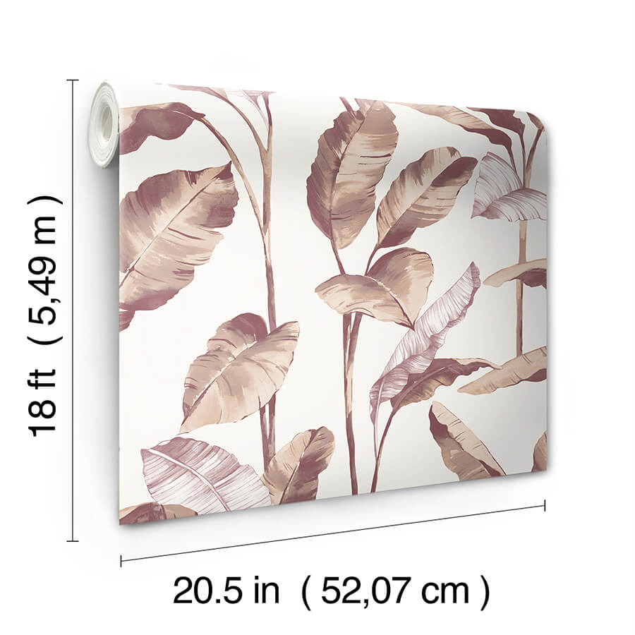 mauve-banana-leaf-peel-and-stick-wallpaper-york-wallcoverings-nus4902 - York Wallcoverings Wallpaper