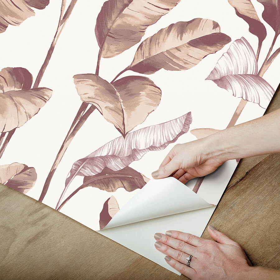 mauve-banana-leaf-peel-and-stick-wallpaper-york-wallcoverings-nus4902 - York Wallcoverings Wallpaper
