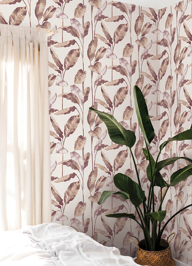 mauve-banana-leaf-peel-and-stick-wallpaper-york-wallcoverings-nus4902 - York Wallcoverings Wallpaper