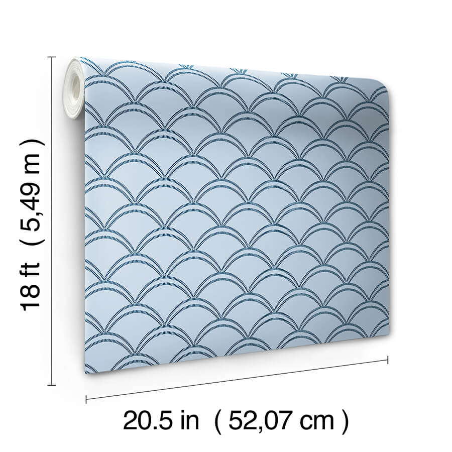 blue-deco-wave-peel-and-stick-wallpaper-york-wallcoverings-nus4908 - York Wallcoverings Wallpaper
