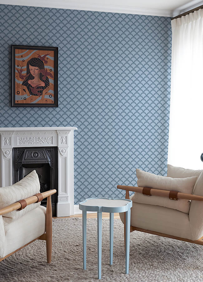 blue-deco-wave-peel-and-stick-wallpaper-york-wallcoverings-nus4908 - York Wallcoverings Wallpaper