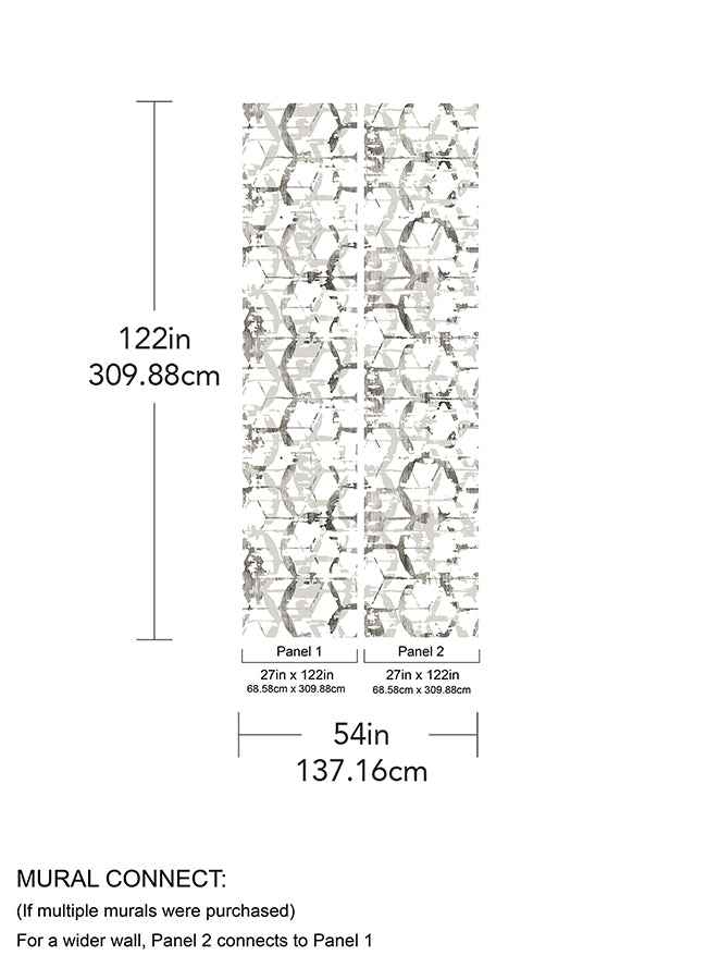 Hex-A-Gone Dove Grey Wall Mural - York Wallcoverings - ASTM5039 - York Wallcoverings Wallpaper
