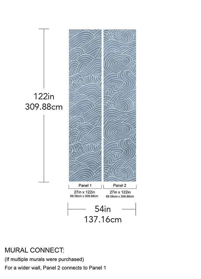 Waves Ocean Blue Wall Mural - York Wallcoverings - ASTM5041 - York Wallcoverings Wallpaper