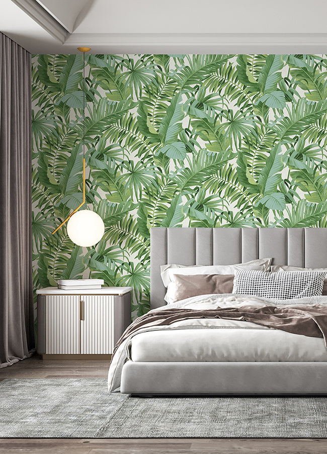 tropical-palm-leaf-green-wall-mural-york-wallcoverings-astm5047 - York Wallcoverings Wallpaper