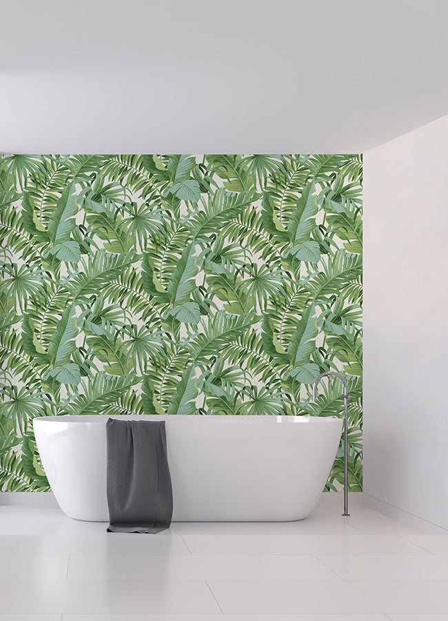tropical-palm-leaf-green-wall-mural-york-wallcoverings-astm5047 - York Wallcoverings Wallpaper