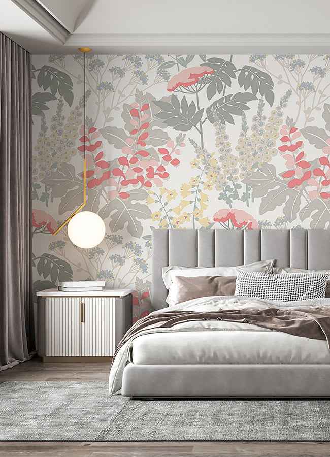 Pink Paradise Pink Dove Grey Wall Mural - York Wallcoverings - ASTM5048 - York Wallcoverings Wallpaper