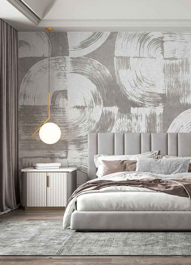 Brushstrokes Dove Grey Wall Mural - York Wallcoverings - ASTM5051 - York Wallcoverings Wallpaper