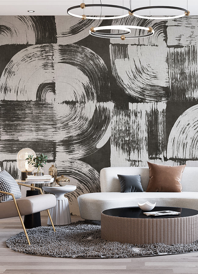 brushstrokes-charcoal-grey-wall-mural-york-wallcoverings-astm5052 - York Wallcoverings Wallpaper