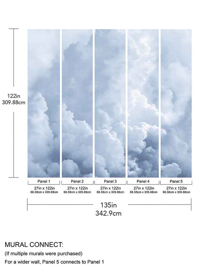 In The Clouds Sky Blue Wall Mural - York Wallcoverings - ASTM5053 - York Wallcoverings Wallpaper
