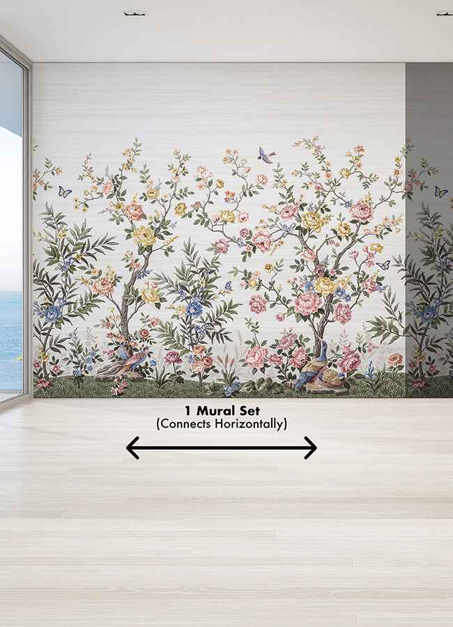 Spring Chinoiserie Soft White Wall Mural - York Wallcoverings - ASTM5055 - York Wallcoverings Wallpaper