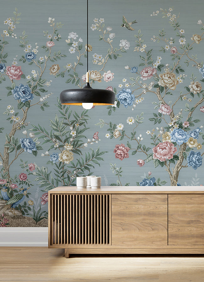 winter-chinoiserie-robins-egg-blue-wall-mural-york-wallcoverings-astm5057 - York Wallcoverings Wallpaper