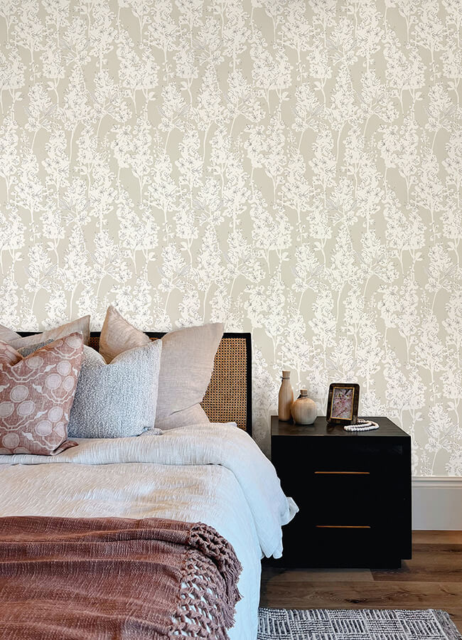 taupe-larkspur-peel-and-stick-wallpaper-york-wallcoverings-bds6073 - York Wallcoverings Wallpaper