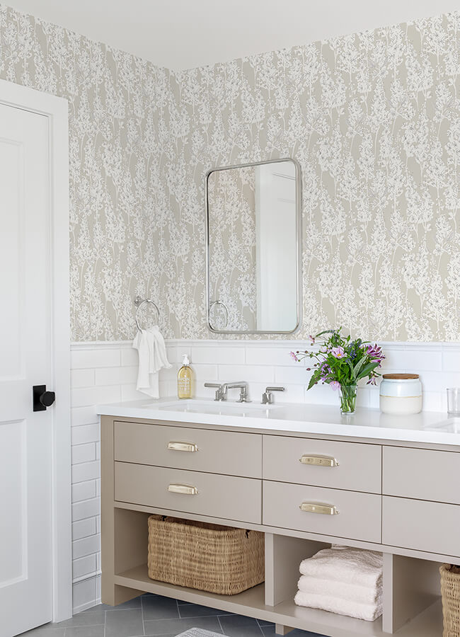 taupe-larkspur-peel-and-stick-wallpaper-york-wallcoverings-bds6073 - York Wallcoverings Wallpaper