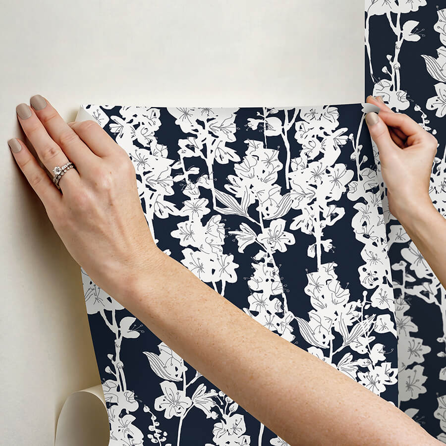 navy-larkspur-peel-and-stick-wallpaper-york-wallcoverings-bds6074 - York Wallcoverings Wallpaper