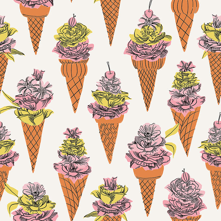 orange-floral-ice-cream-peel-and-stick-wallpaper-york-wallcoverings-bds6076 - York Wallcoverings Wallpaper