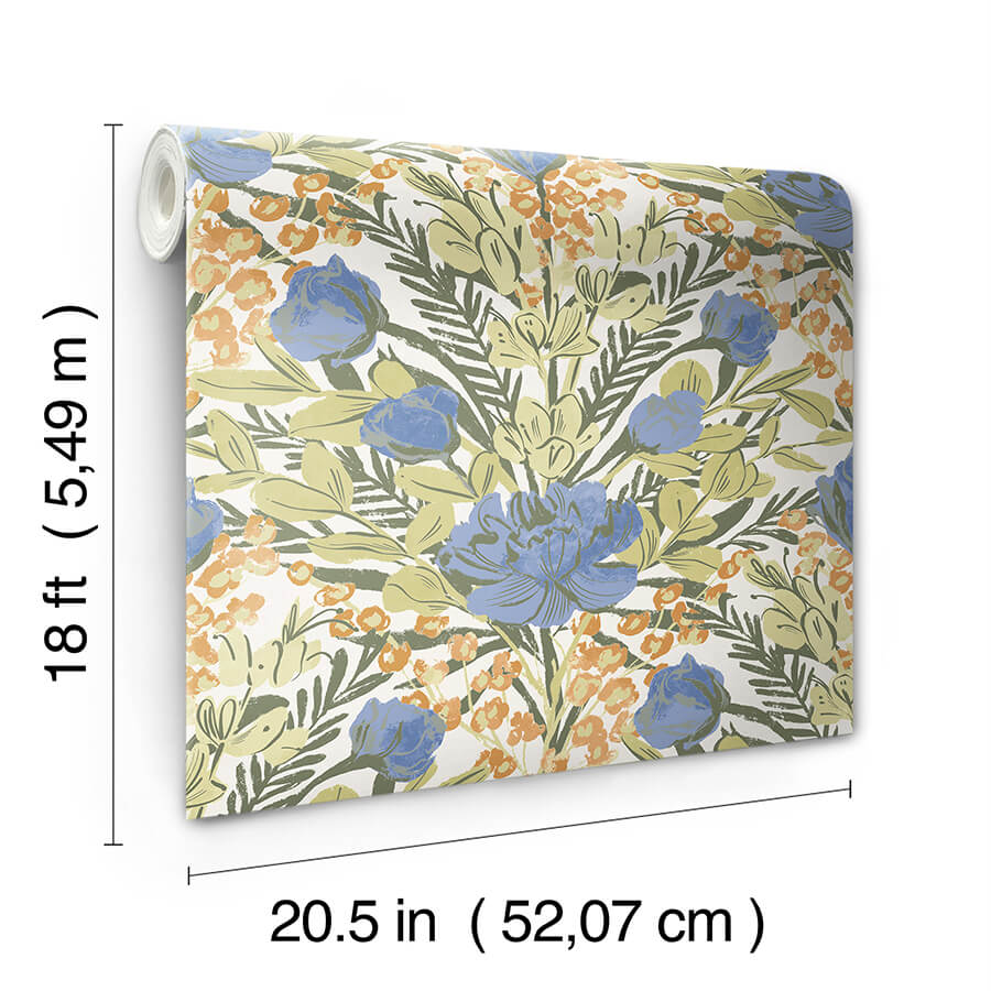 bright-multi-moody-june-blooms-peel-and-stick-wallpaper-york-wallcoverings-bds6077 - York Wallcoverings Wallpaper