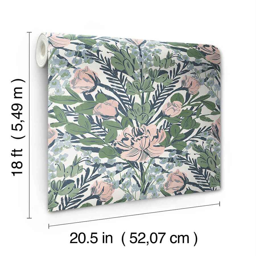 Soft Multi Moody June Blooms Peel and Stick Wallpaper - York Wallcoverings - BDS6078 - York Wallcoverings Wallpaper