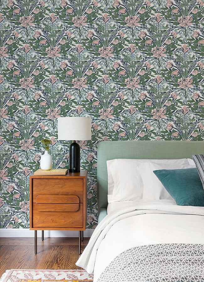 Soft Multi Moody June Blooms Peel and Stick Wallpaper - York Wallcoverings - BDS6078 - York Wallcoverings Wallpaper