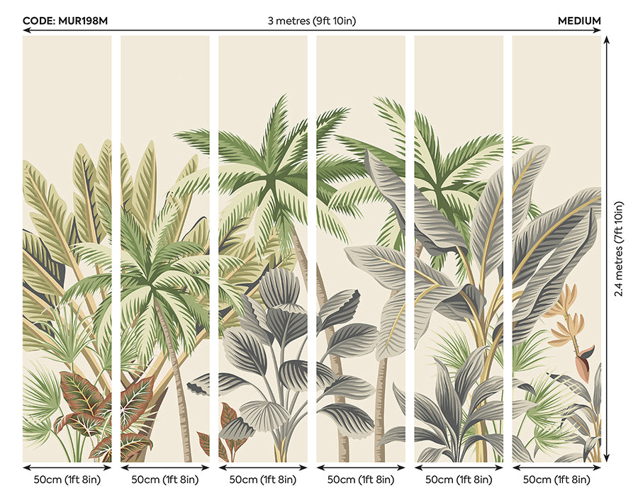 green-tropical-palm-trees-wall-mural-york-wallcoverings-mur198m - York Wallcoverings Wallpaper