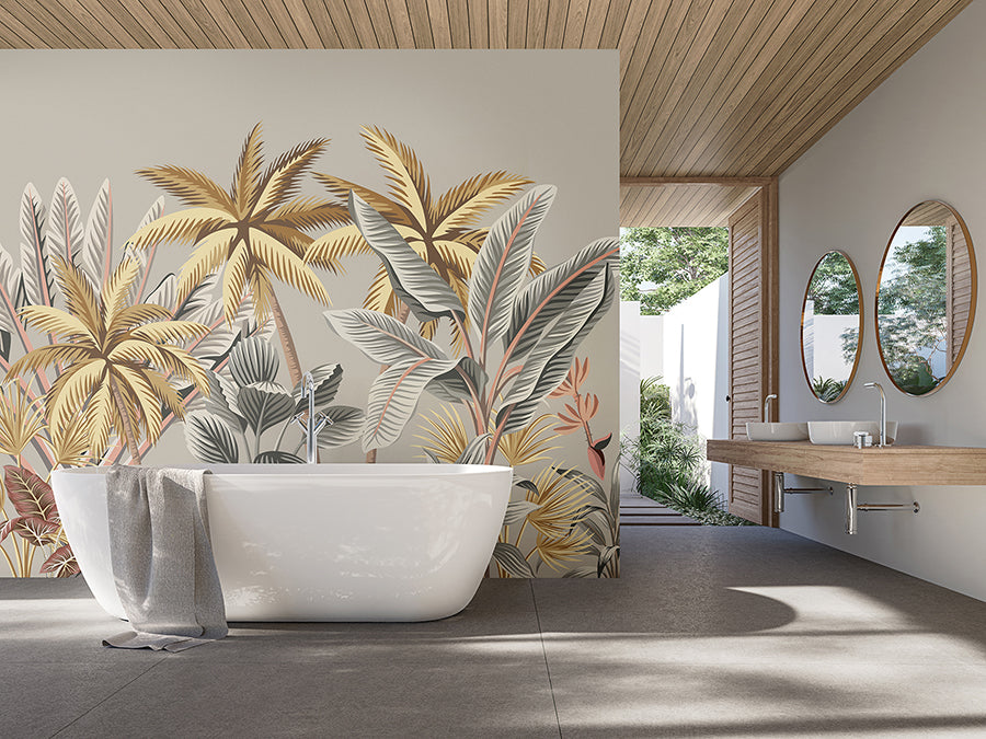 golden-tropical-palm-trees-wall-mural-york-wallcoverings-mur199m - York Wallcoverings Wallpaper