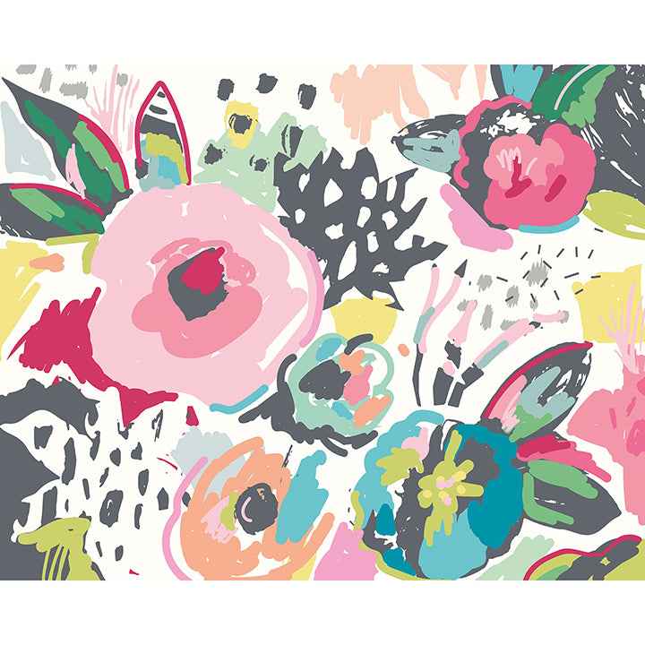 Vibrant Abstract Floral Wall Mural - York Wallcoverings - MUR251M