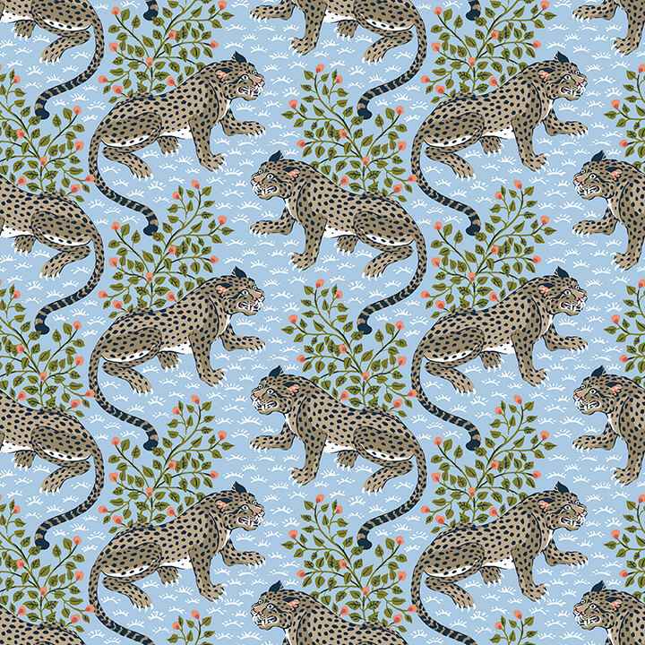 Light Blue Bagheera Peel and Stick Wallpaper - York Wallcoverings - PFS6105 - York Wallcoverings Wallpaper