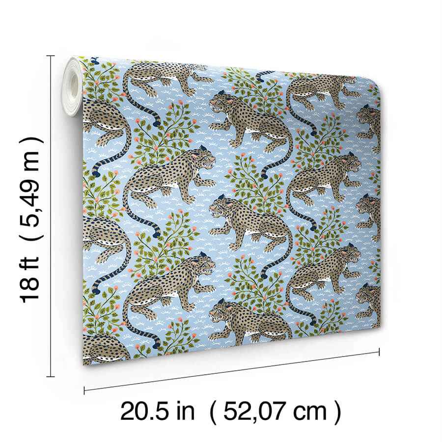 Light Blue Bagheera Peel and Stick Wallpaper - York Wallcoverings - PFS6105 - York Wallcoverings Wallpaper