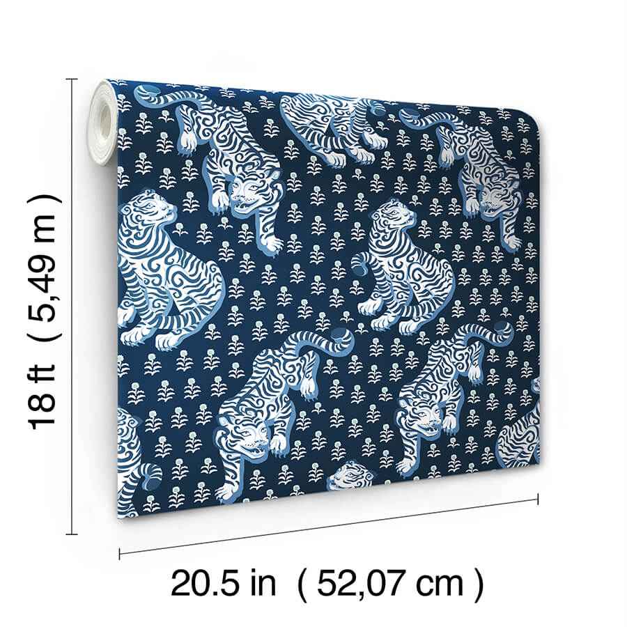 Navy Tiger Queen Peel & Stick Wallpaper - York Wallcoverings - PFS6106 - York Wallcoverings Wallpaper