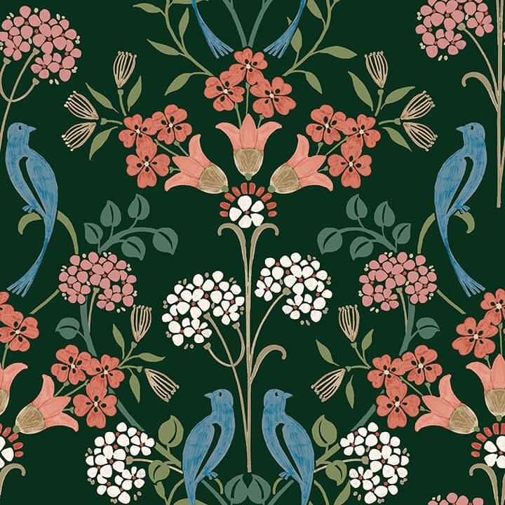 green-multi-meadow-song-peel-and-stick-wallpaper-york-wallcoverings-nus6093 - York Wallcoverings Wallpaper