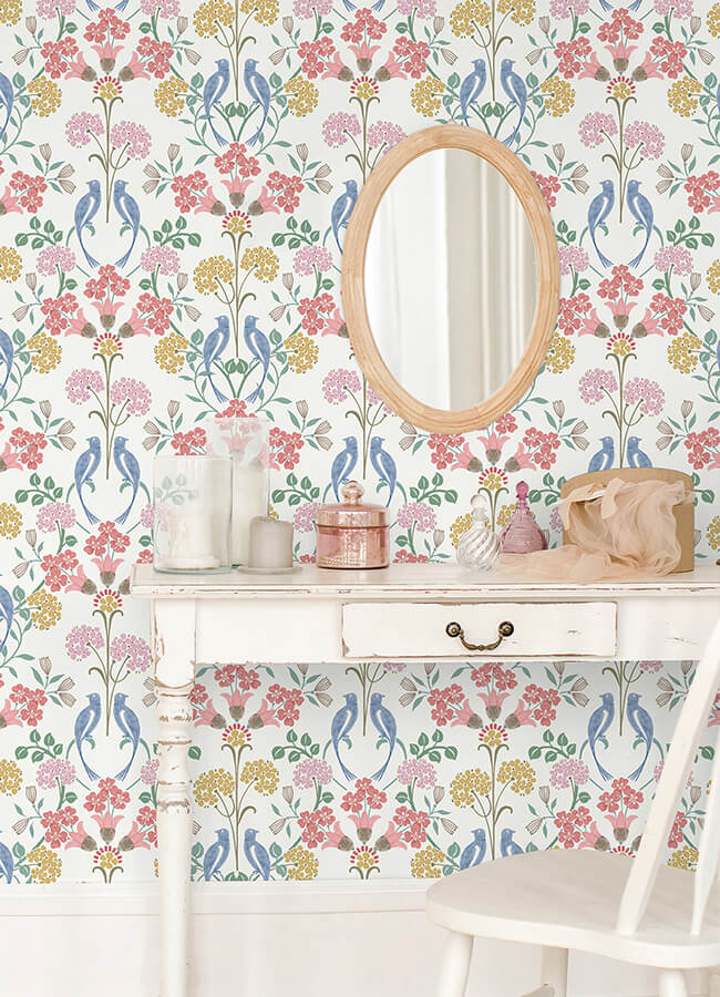 pink-meadow-song-peel-and-stick-wallpaper-york-wallcoverings-nus6094 - York Wallcoverings Wallpaper