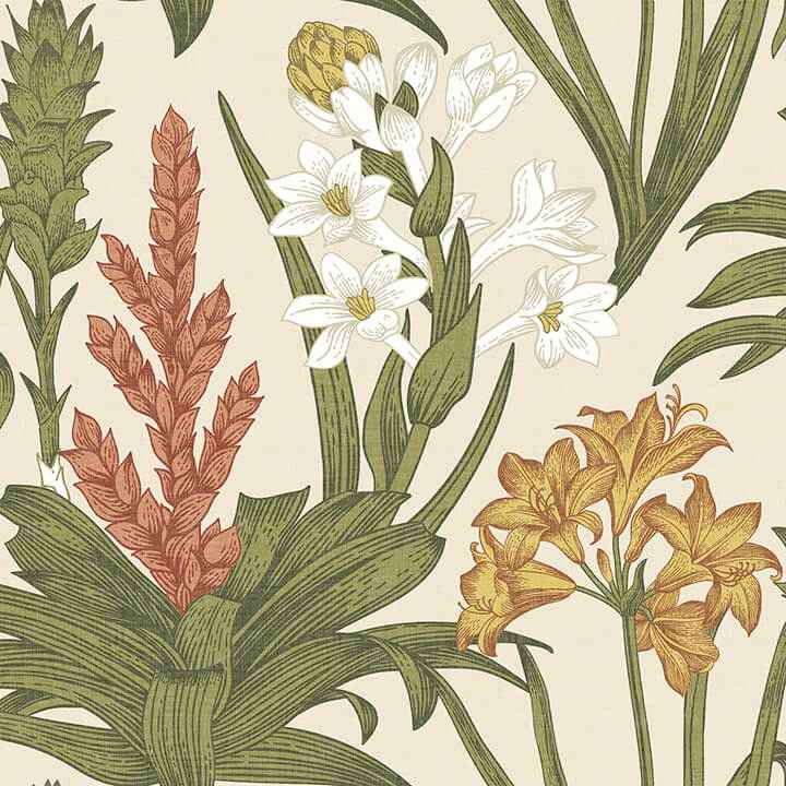 Linen Olive Blooming Villa Peel and Stick Wallpaper - York Wallcoverings - NUS6097
