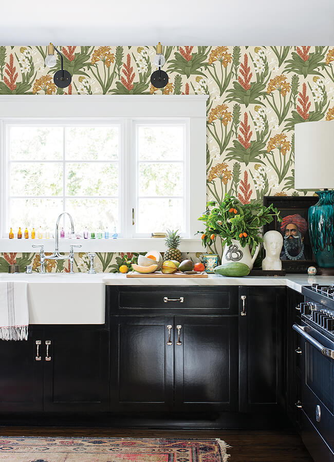 linen-olive-blooming-villa-peel-and-stick-wallpaper-york-wallcoverings-nus6097 - York Wallcoverings Wallpaper