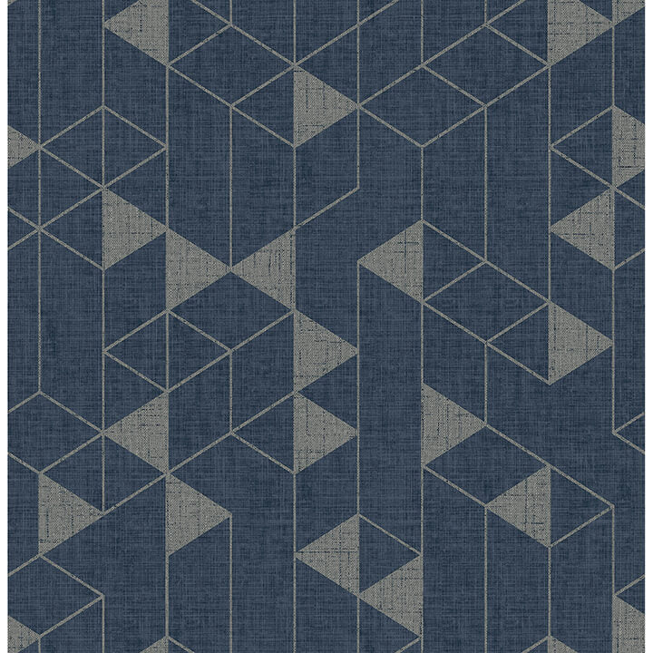 fairbank-navy-linen-geometric-wallpaper-york-wallcoverings-4034-26775 - York Wallpaper Wallpaper
