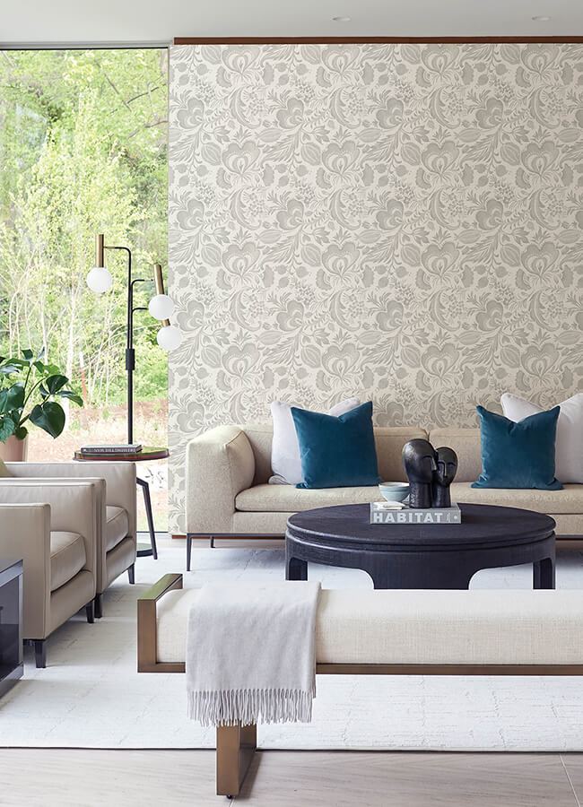 culver-grey-jacobean-wallpaper-york-wallcoverings-4034-26780 - York Wallcoverings Wallpaper