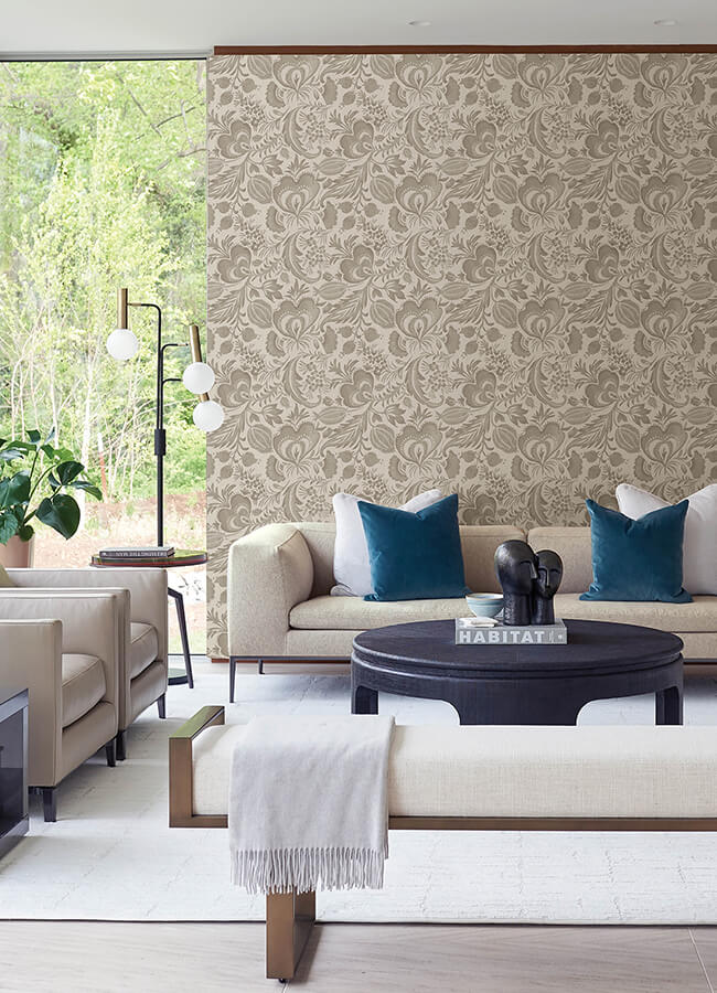 culver-light-brown-jacobean-wallpaper-york-wallcoverings-4034-26782 - York Wallcoverings Wallpaper