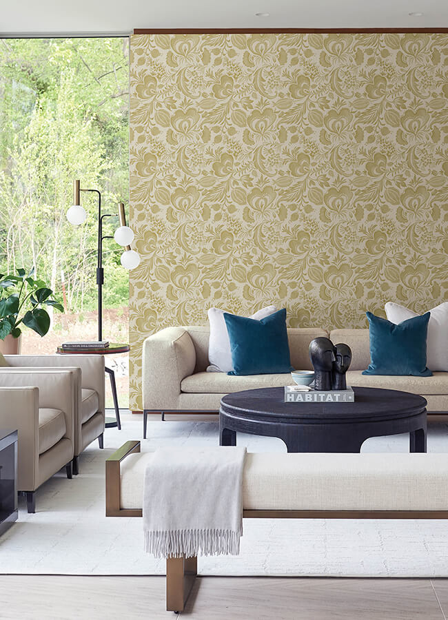 culver-mustard-jacobean-wallpaper-york-wallcoverings-4034-26784 - York Wallcoverings Wallpaper