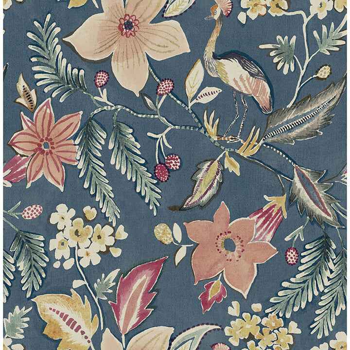 crestwood-blue-crowned-crane-wallpaper-york-wallcoverings-4034-26790 - York Wallcoverings Wallpaper
